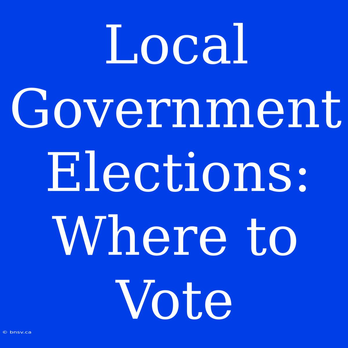 Local Government Elections: Where To Vote