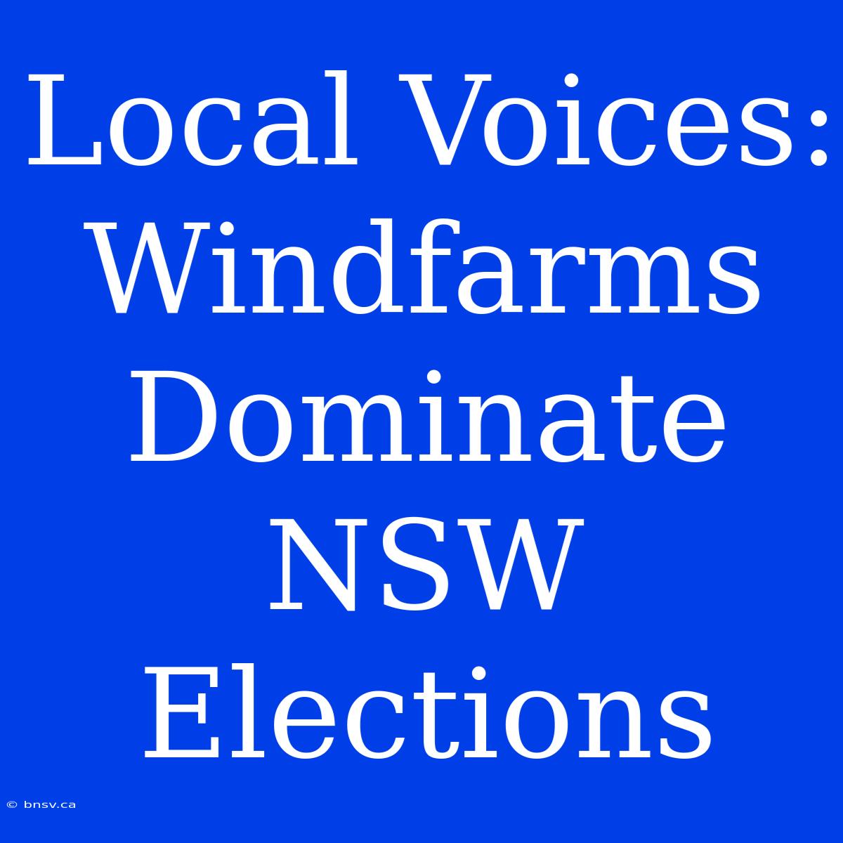 Local Voices: Windfarms Dominate NSW Elections