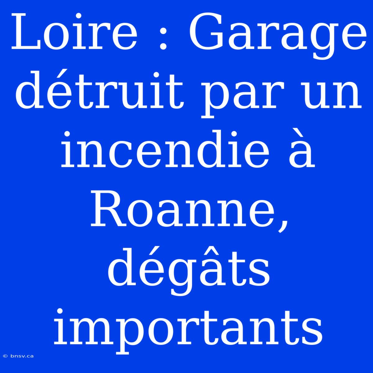 Loire : Garage Détruit Par Un Incendie À Roanne, Dégâts Importants