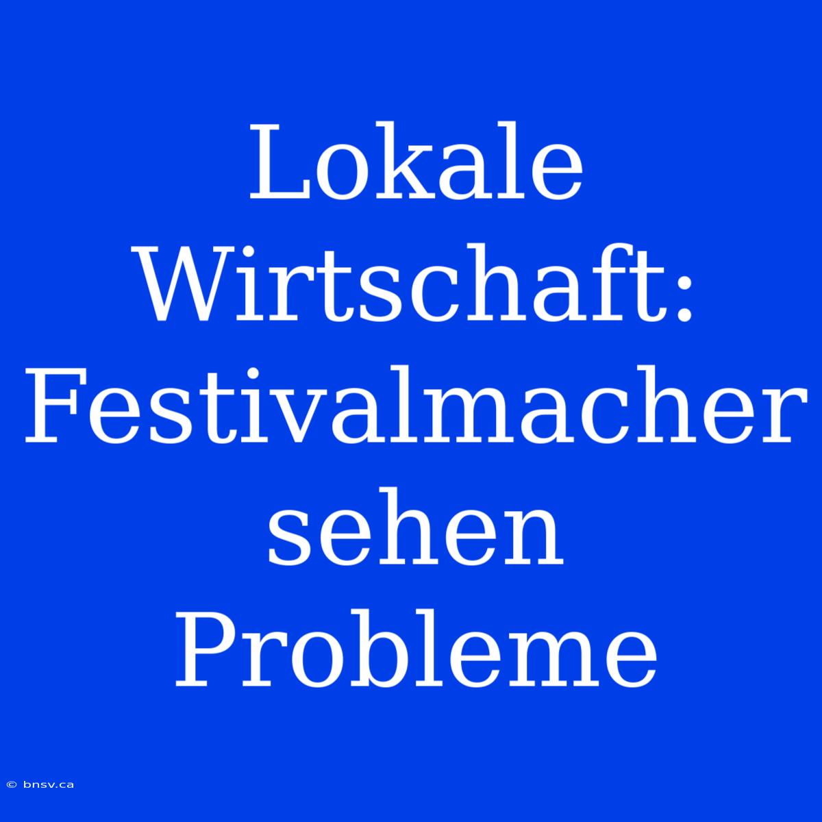 Lokale Wirtschaft: Festivalmacher Sehen Probleme