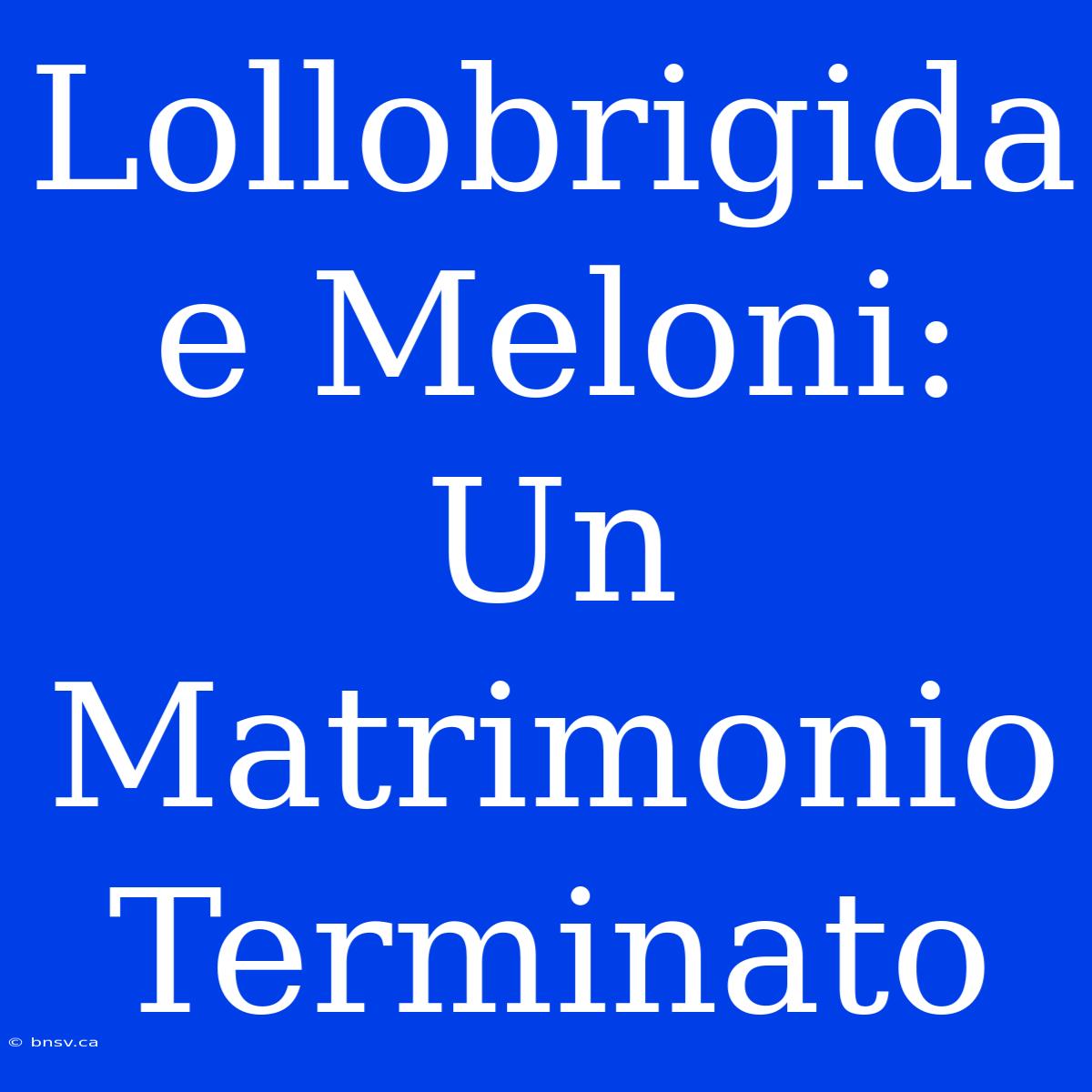 Lollobrigida E Meloni: Un Matrimonio Terminato