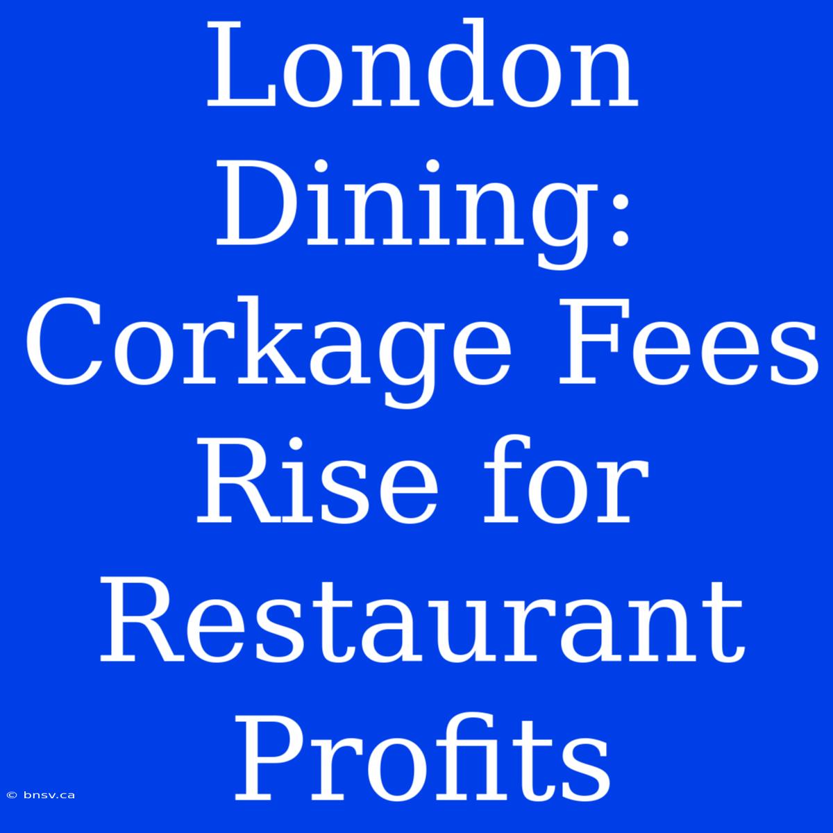 London Dining: Corkage Fees Rise For Restaurant Profits