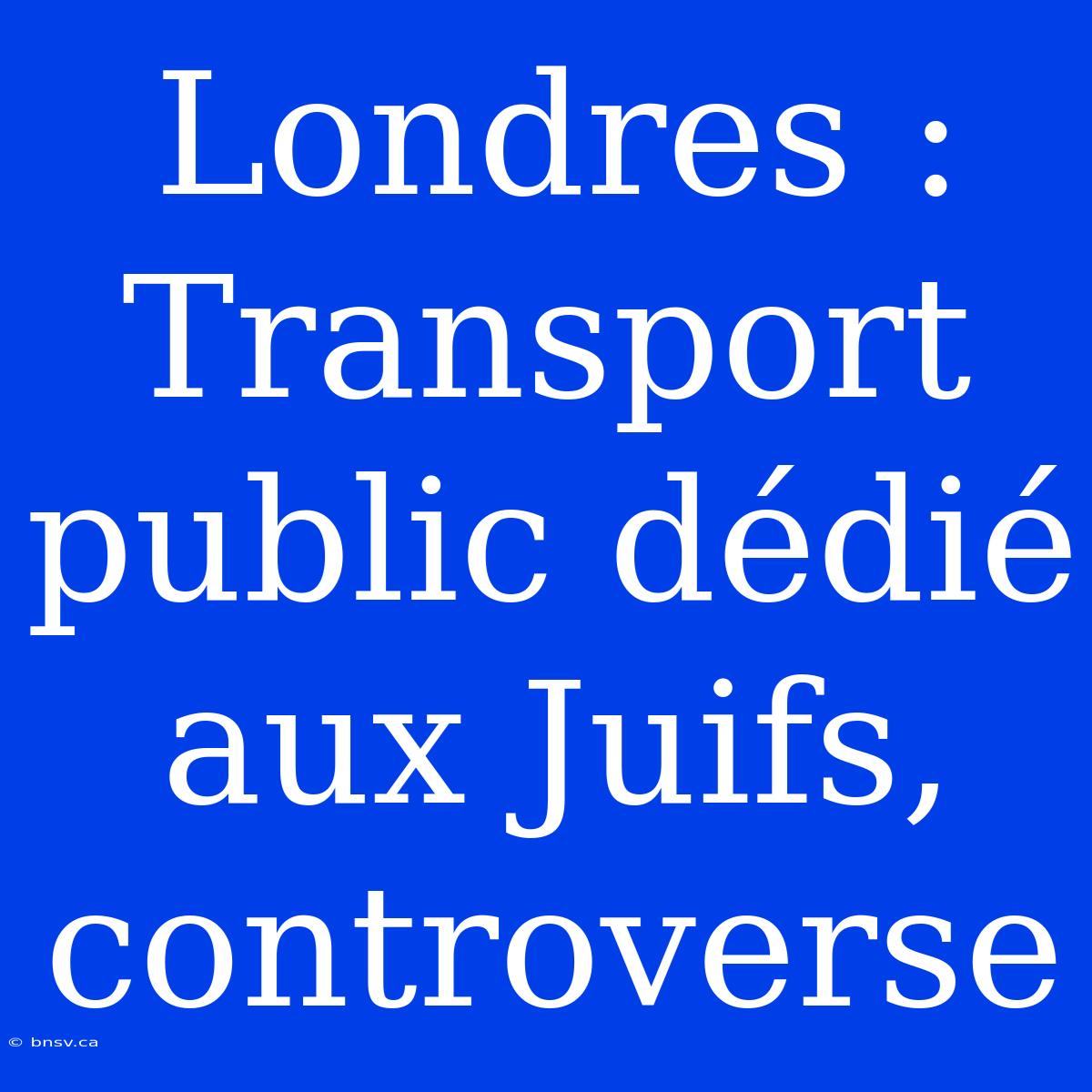 Londres : Transport Public Dédié Aux Juifs, Controverse