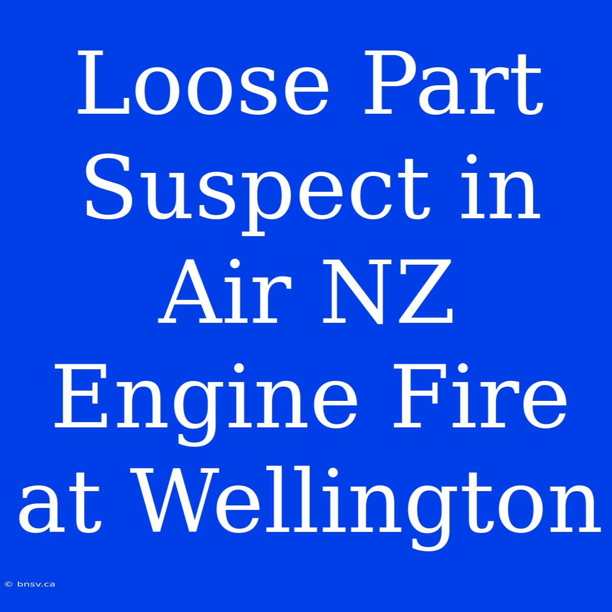 Loose Part Suspect In Air NZ Engine Fire At Wellington