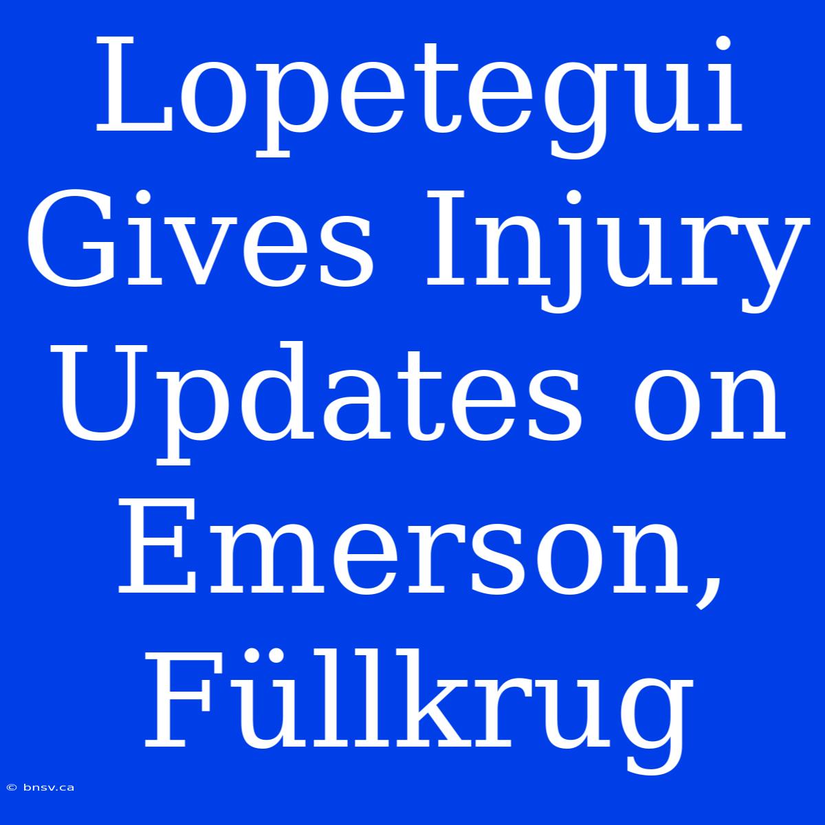 Lopetegui Gives Injury Updates On Emerson, Füllkrug