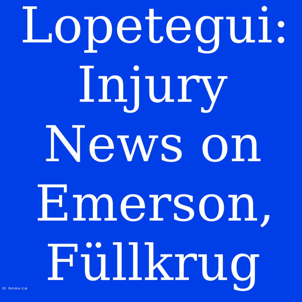 Lopetegui: Injury News On Emerson, Füllkrug