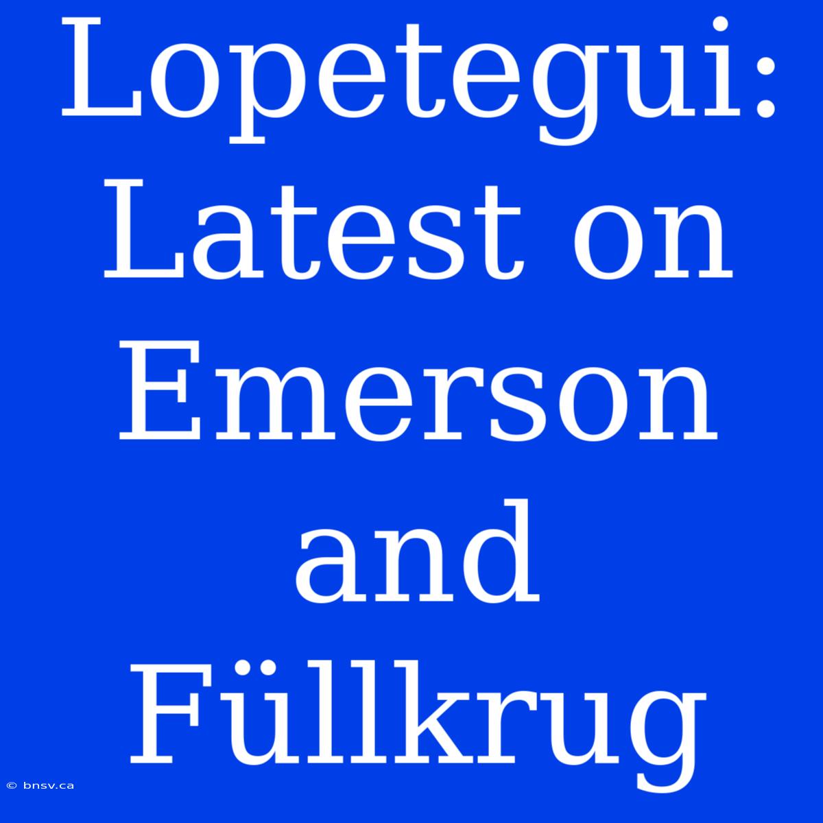 Lopetegui: Latest On Emerson And Füllkrug