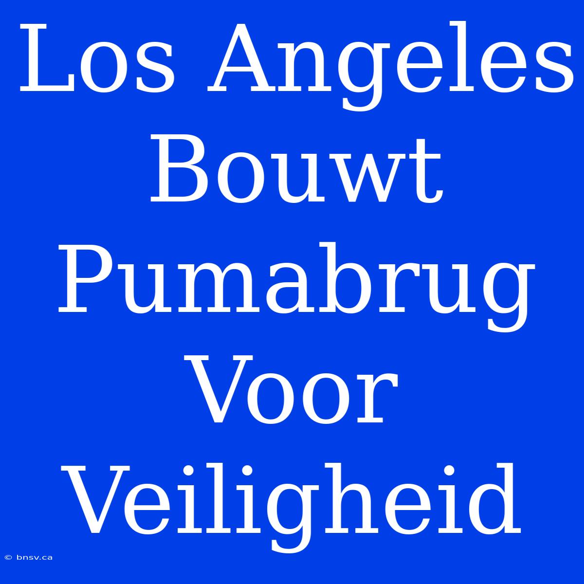 Los Angeles Bouwt Pumabrug Voor Veiligheid