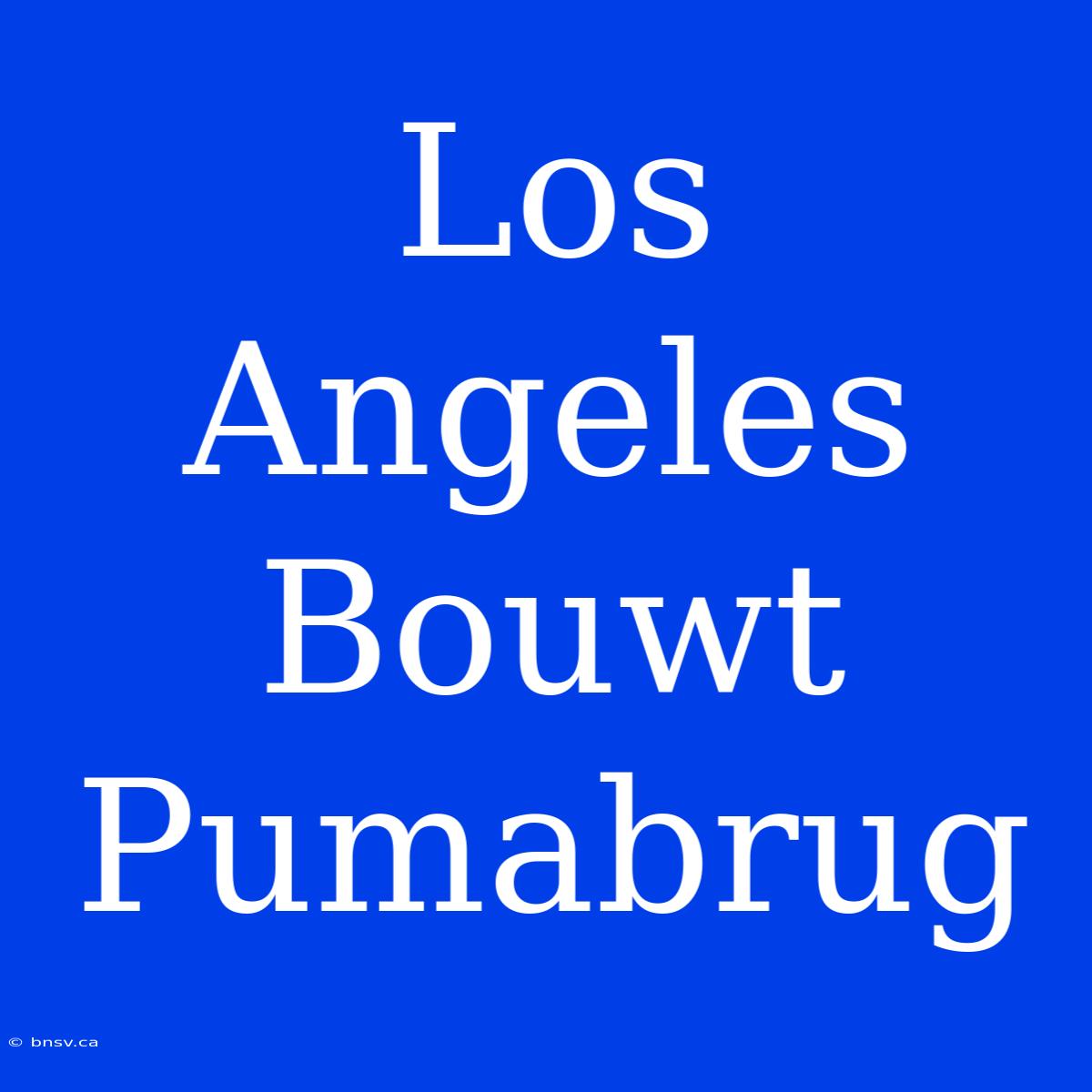 Los Angeles Bouwt Pumabrug