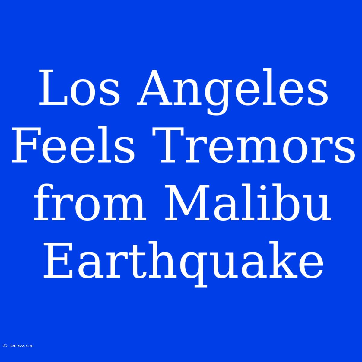 Los Angeles Feels Tremors From Malibu Earthquake