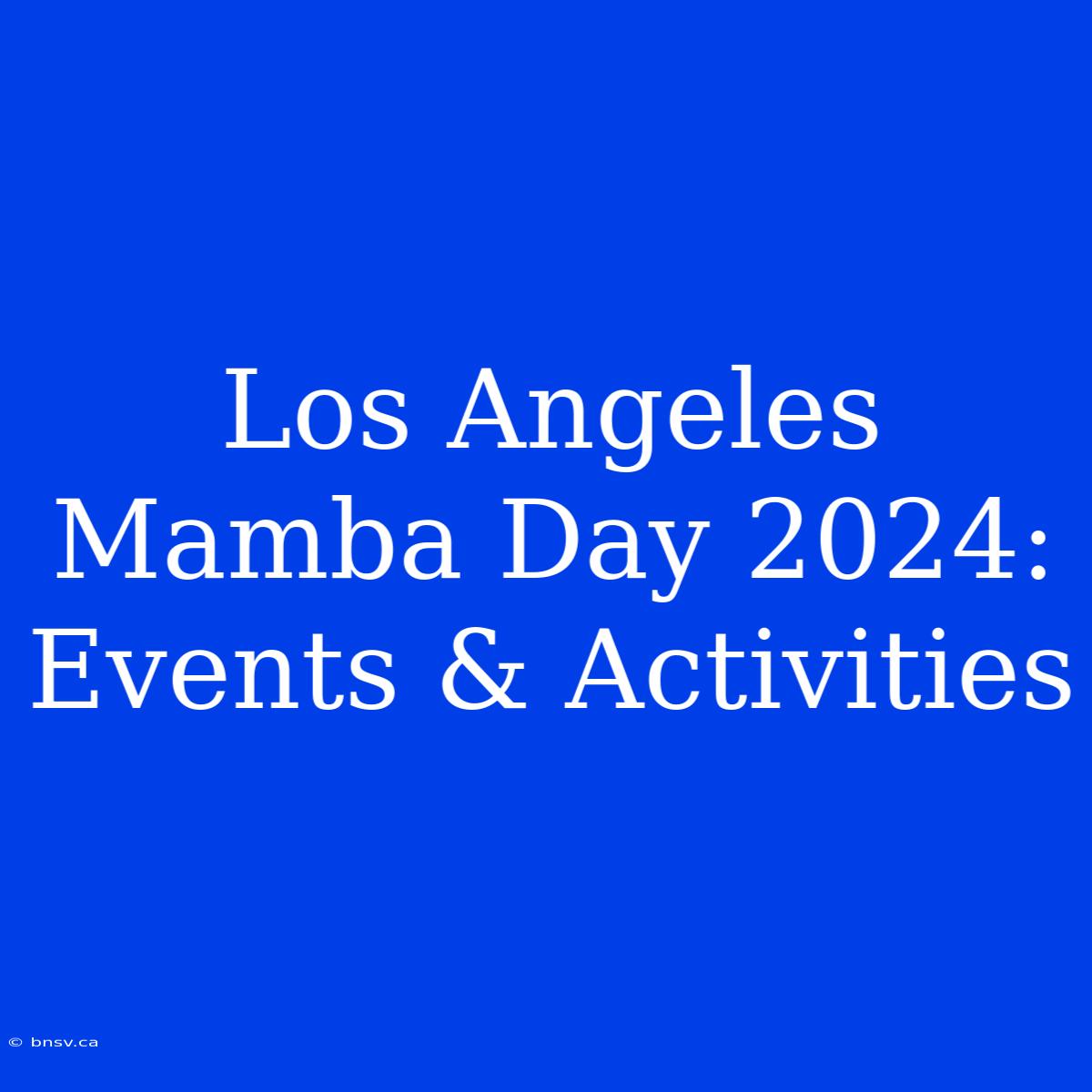 Los Angeles Mamba Day 2024: Events & Activities