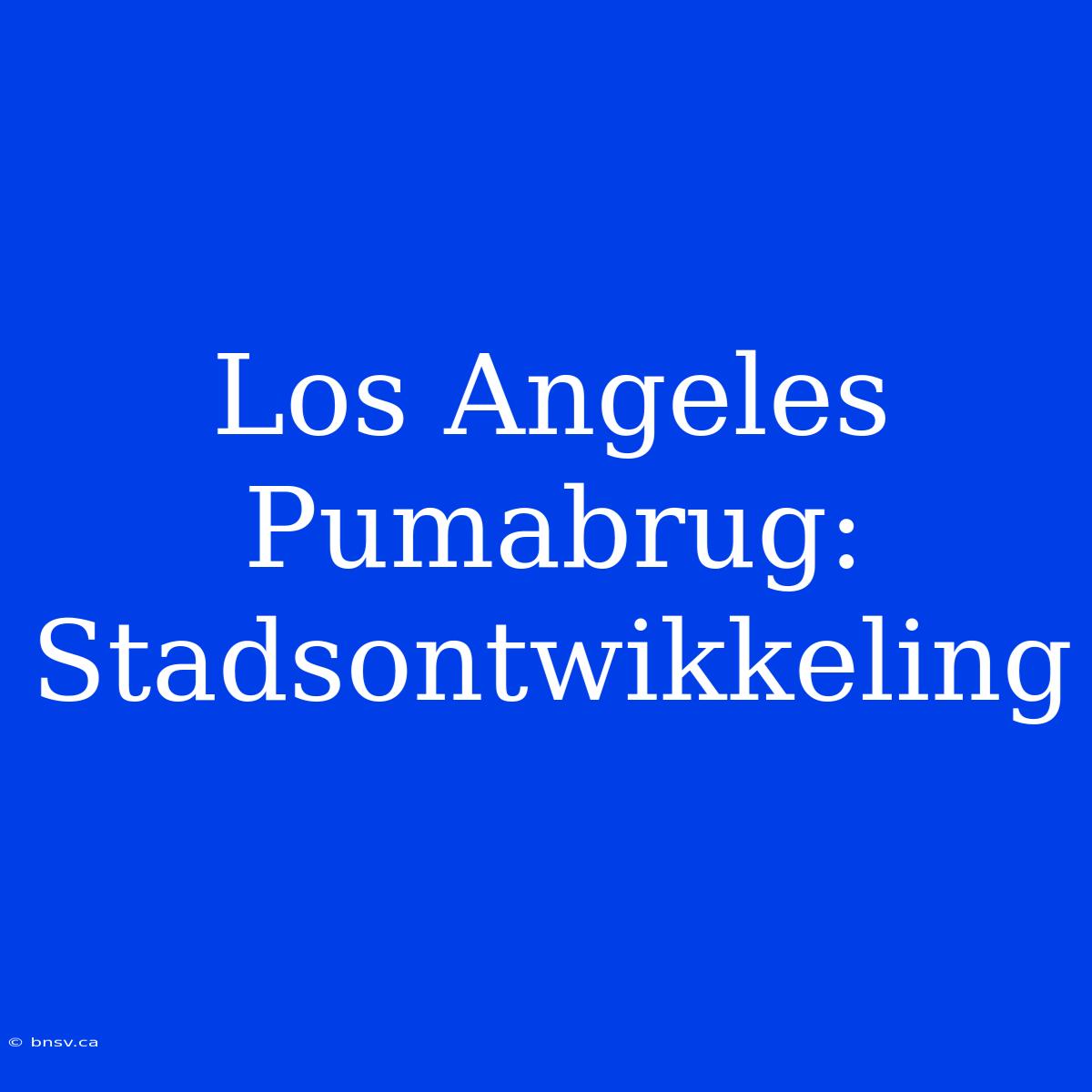 Los Angeles Pumabrug: Stadsontwikkeling