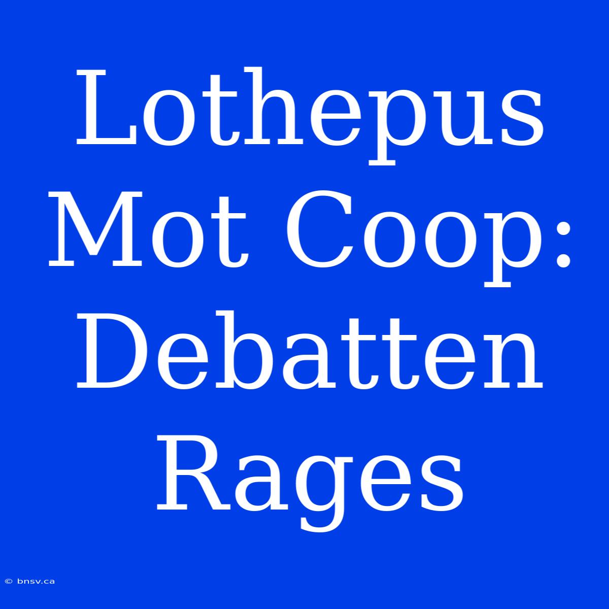 Lothepus Mot Coop: Debatten Rages