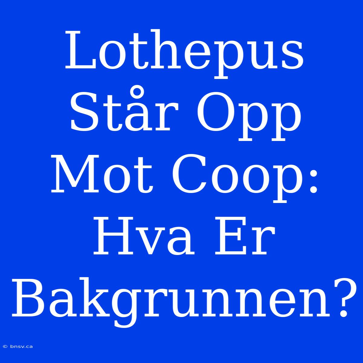 Lothepus Står Opp Mot Coop: Hva Er Bakgrunnen?