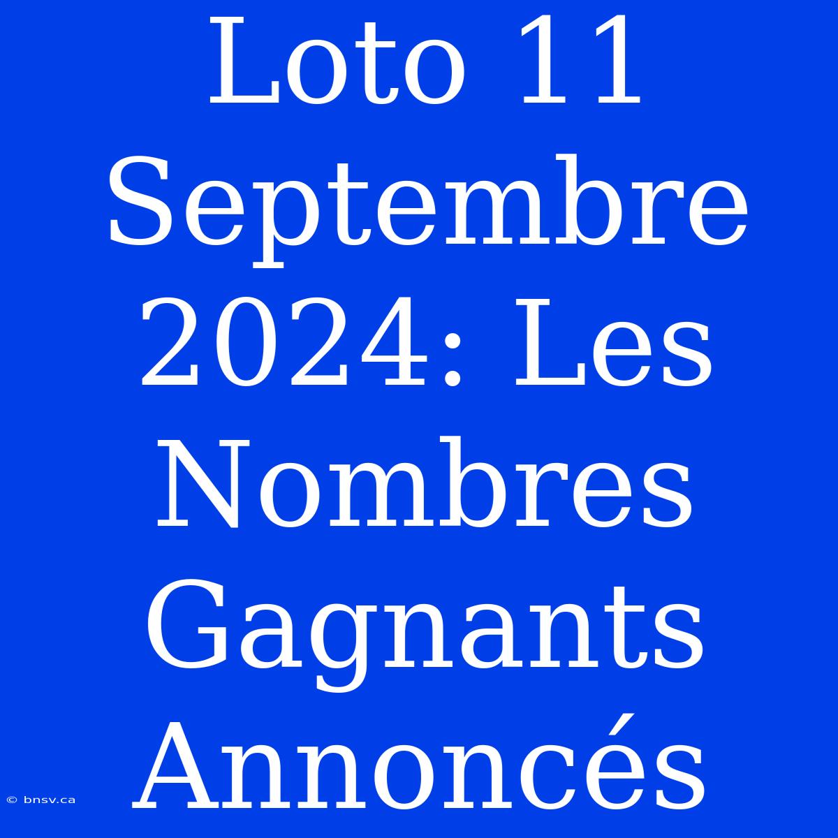 Loto 11 Septembre 2024: Les Nombres Gagnants Annoncés