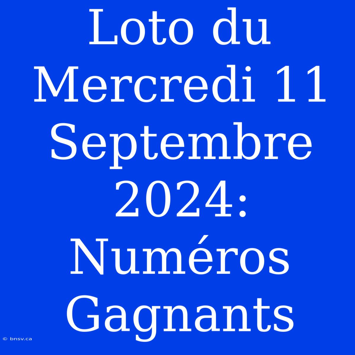 Loto Du Mercredi 11 Septembre 2024: Numéros Gagnants