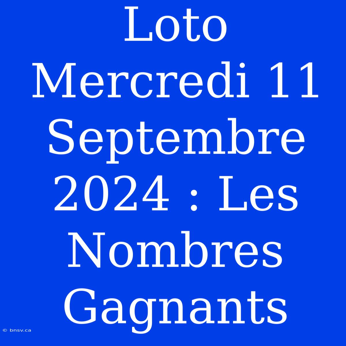 Loto Mercredi 11 Septembre 2024 : Les Nombres Gagnants