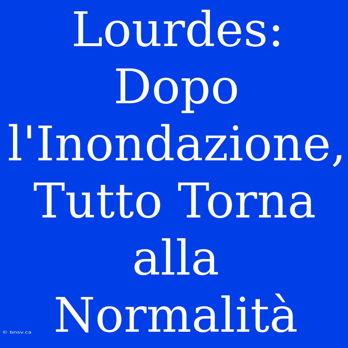 Lourdes: Dopo L'Inondazione, Tutto Torna Alla Normalità