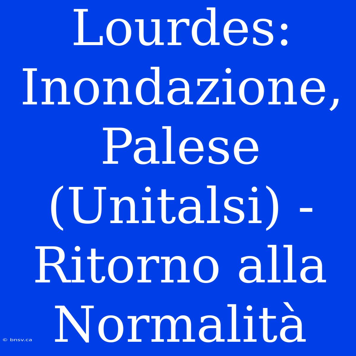 Lourdes: Inondazione, Palese (Unitalsi) - Ritorno Alla Normalità