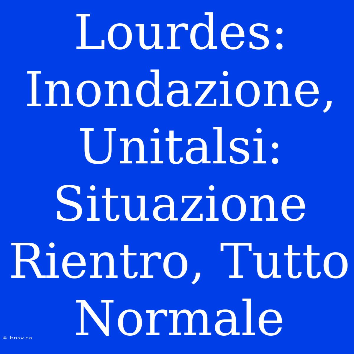 Lourdes: Inondazione, Unitalsi: Situazione Rientro, Tutto Normale