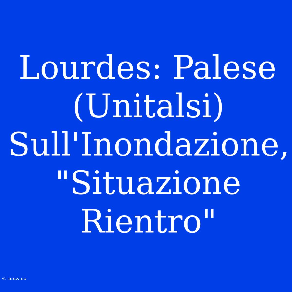 Lourdes: Palese (Unitalsi) Sull'Inondazione, 