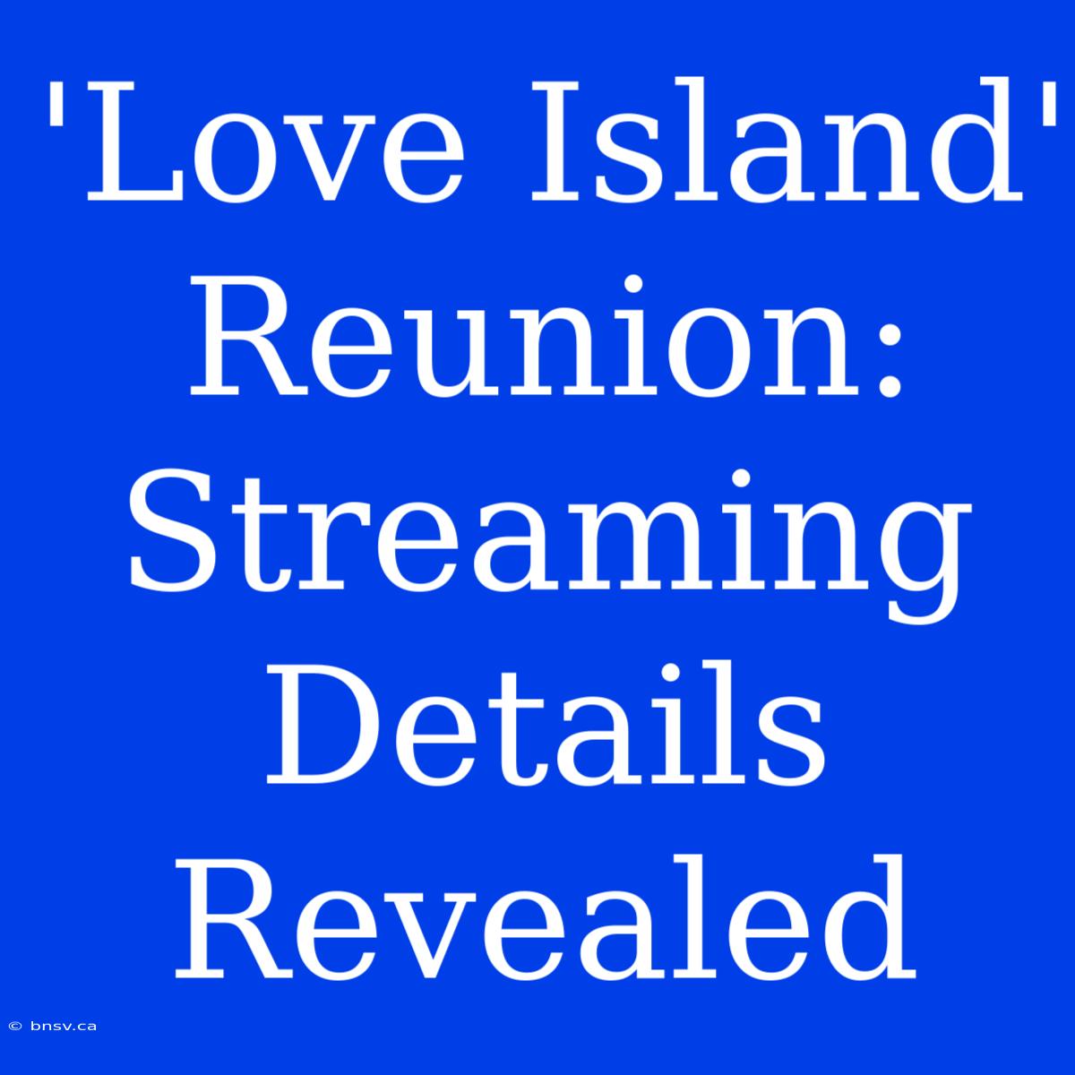 'Love Island' Reunion: Streaming Details Revealed