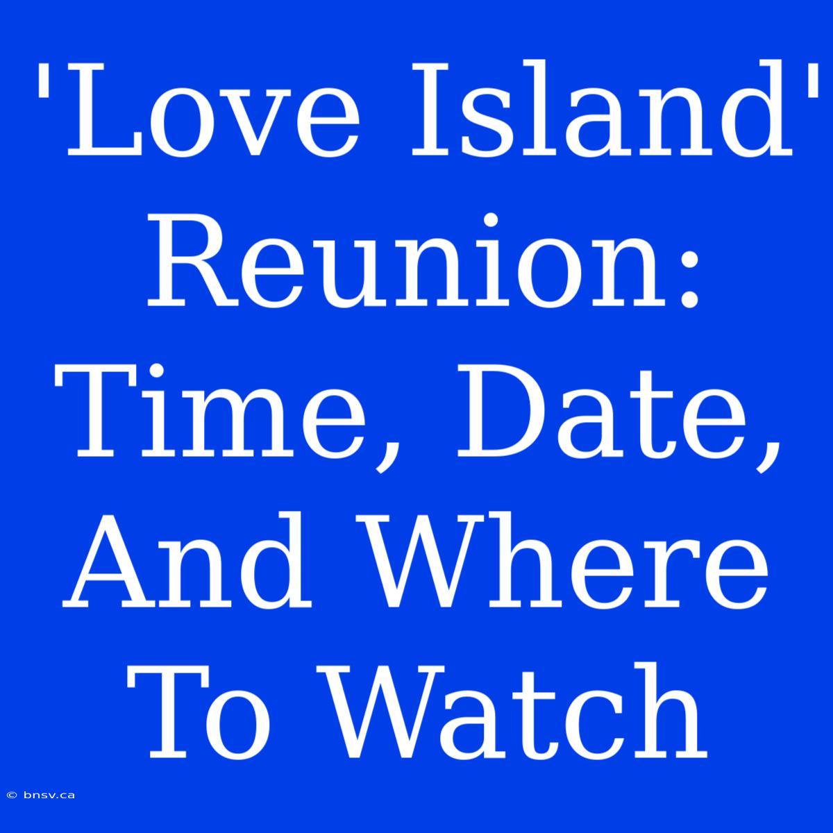 'Love Island' Reunion: Time, Date, And Where To Watch