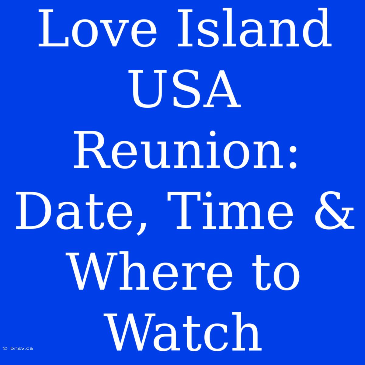 Love Island USA Reunion: Date, Time & Where To Watch