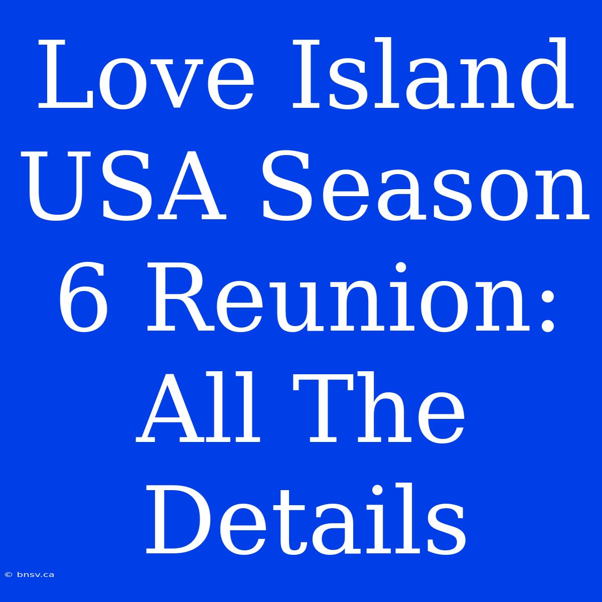 Love Island USA Season 6 Reunion: All The Details