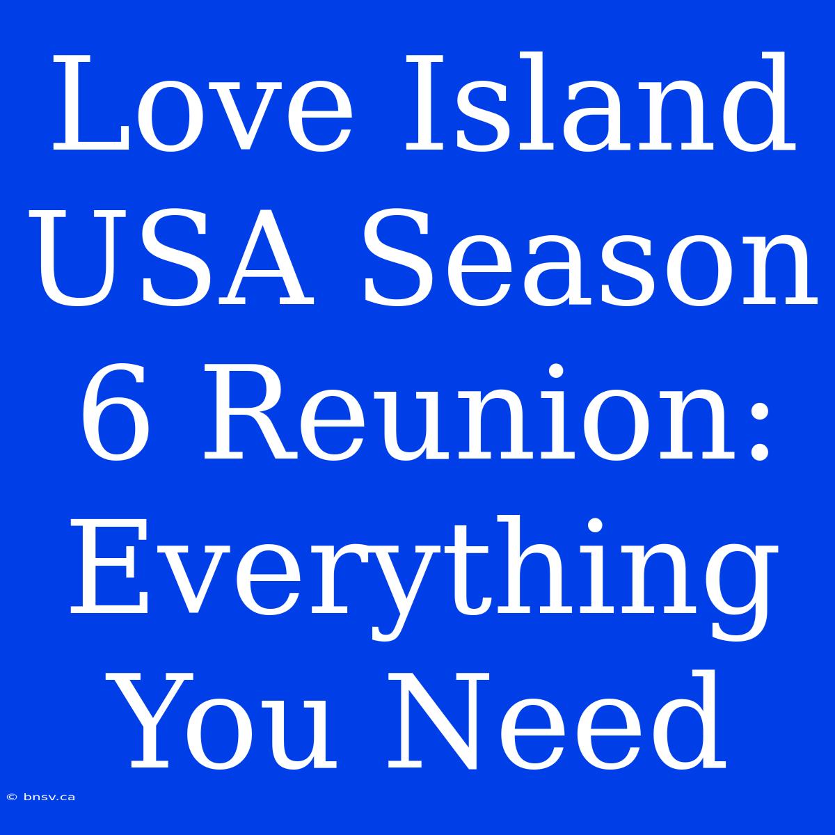 Love Island USA Season 6 Reunion: Everything You Need