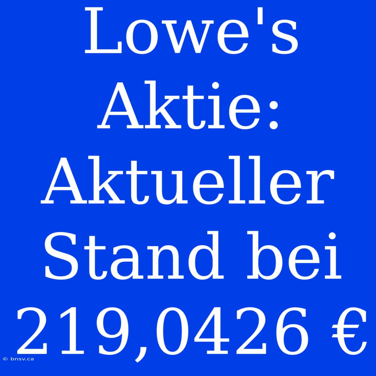 Lowe's Aktie: Aktueller Stand Bei 219,0426 €