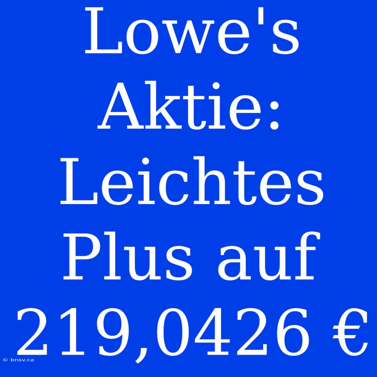 Lowe's Aktie: Leichtes Plus Auf 219,0426 €