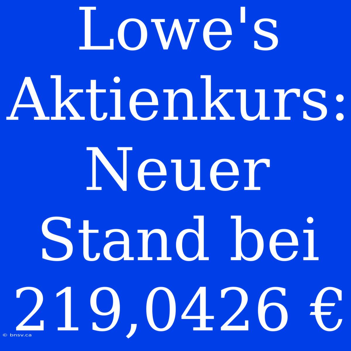 Lowe's Aktienkurs: Neuer Stand Bei 219,0426 €