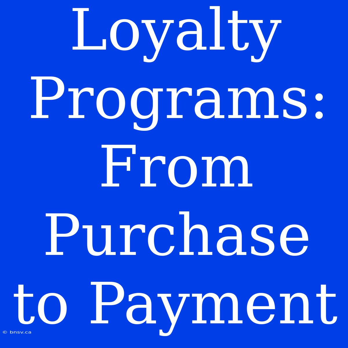 Loyalty Programs: From Purchase To Payment