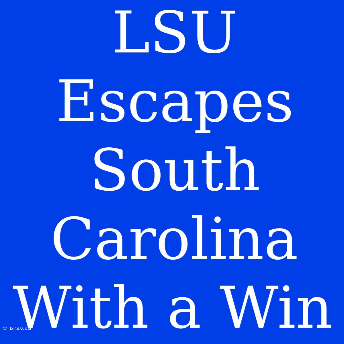 LSU Escapes South Carolina With A Win