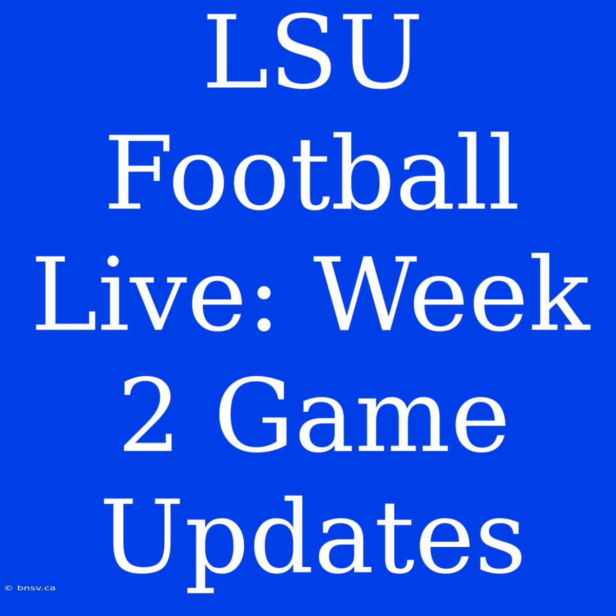 LSU Football Live: Week 2 Game Updates