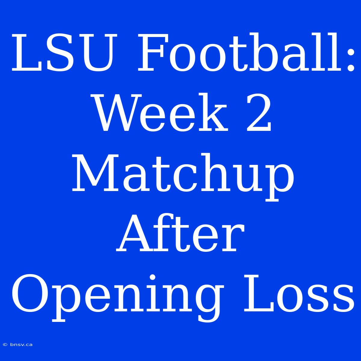 LSU Football: Week 2 Matchup After Opening Loss