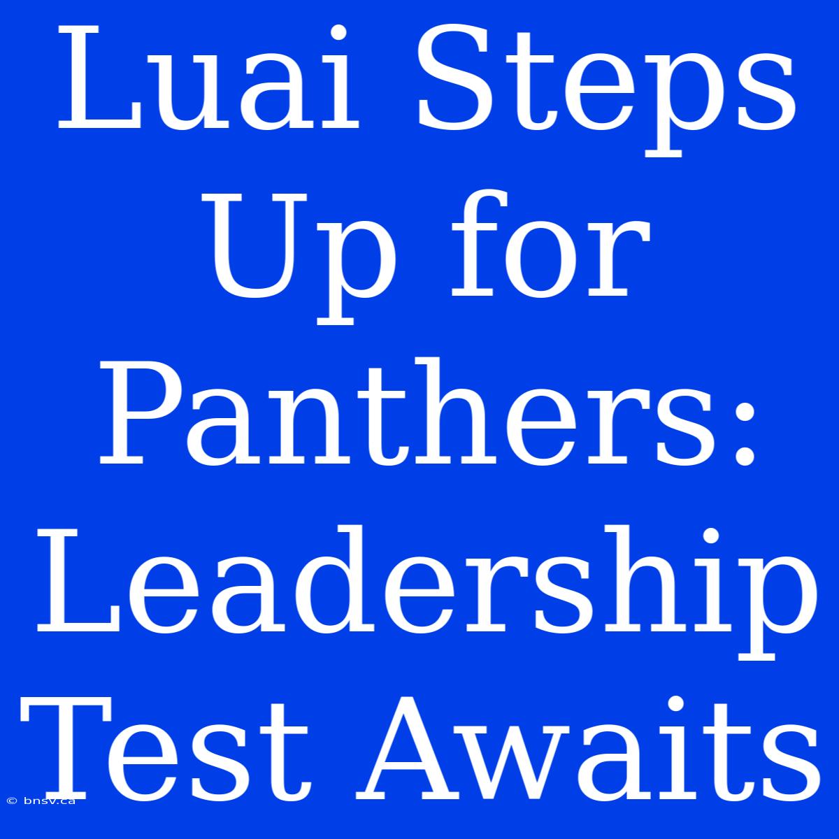 Luai Steps Up For Panthers: Leadership Test Awaits