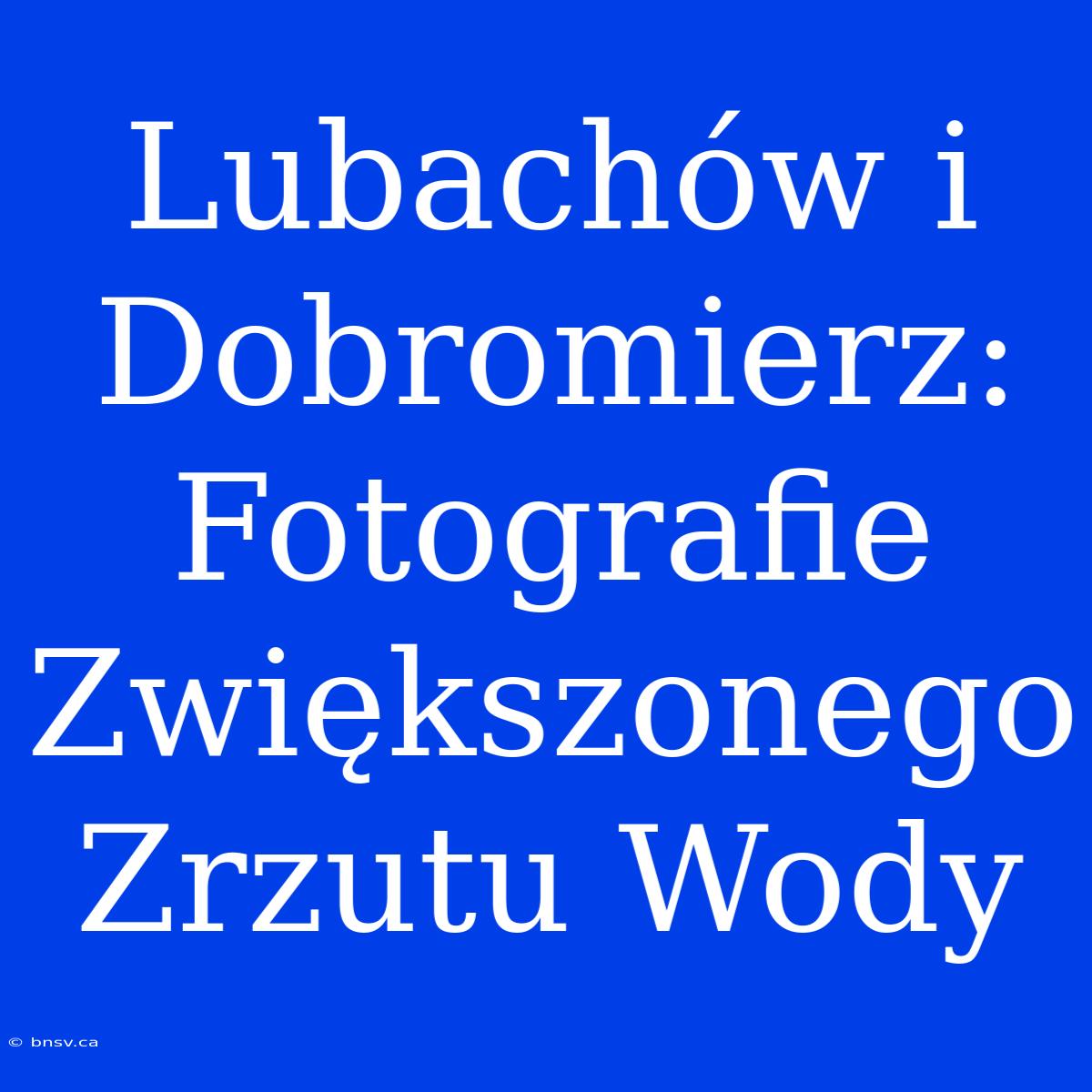 Lubachów I Dobromierz: Fotografie Zwiększonego Zrzutu Wody