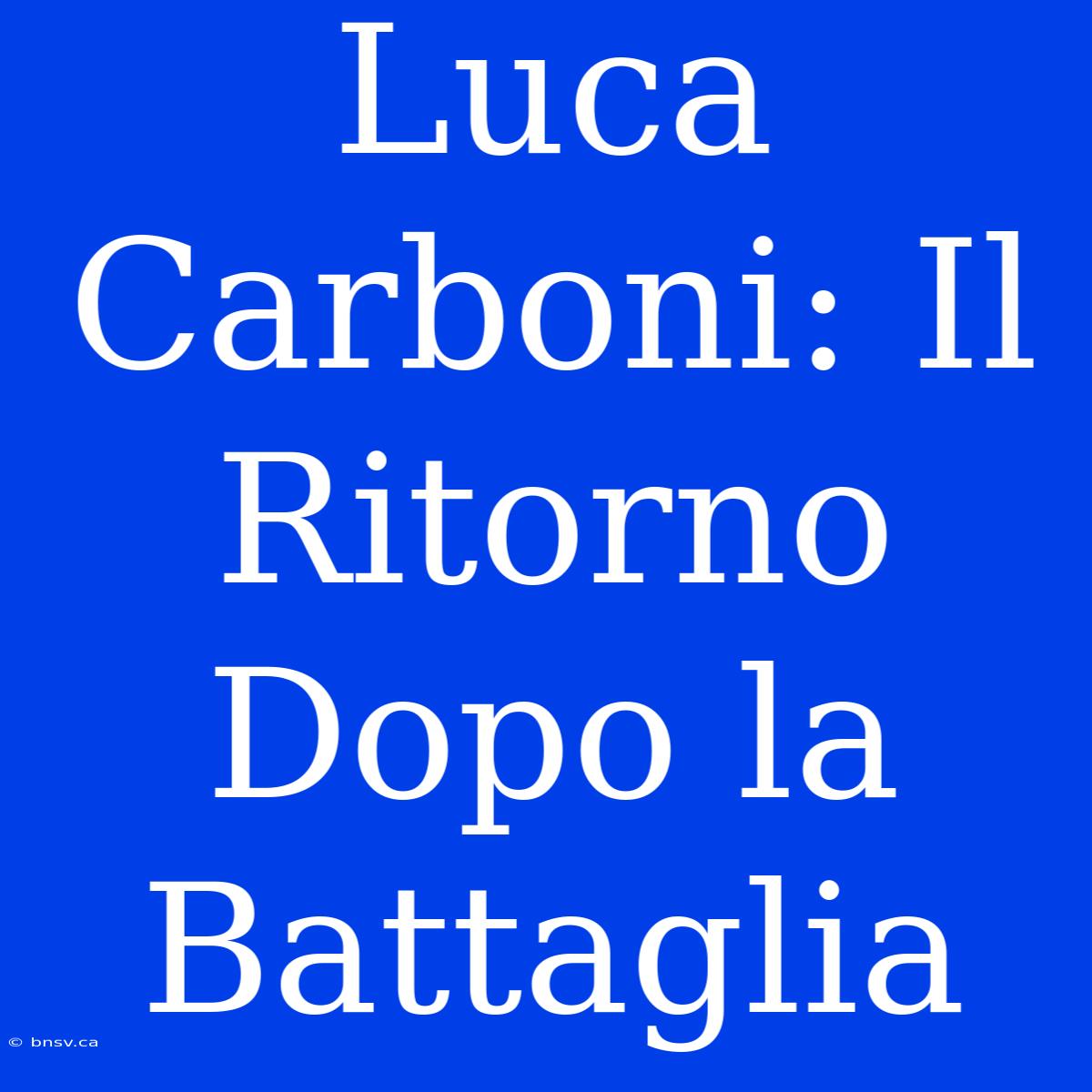 Luca Carboni: Il Ritorno Dopo La Battaglia