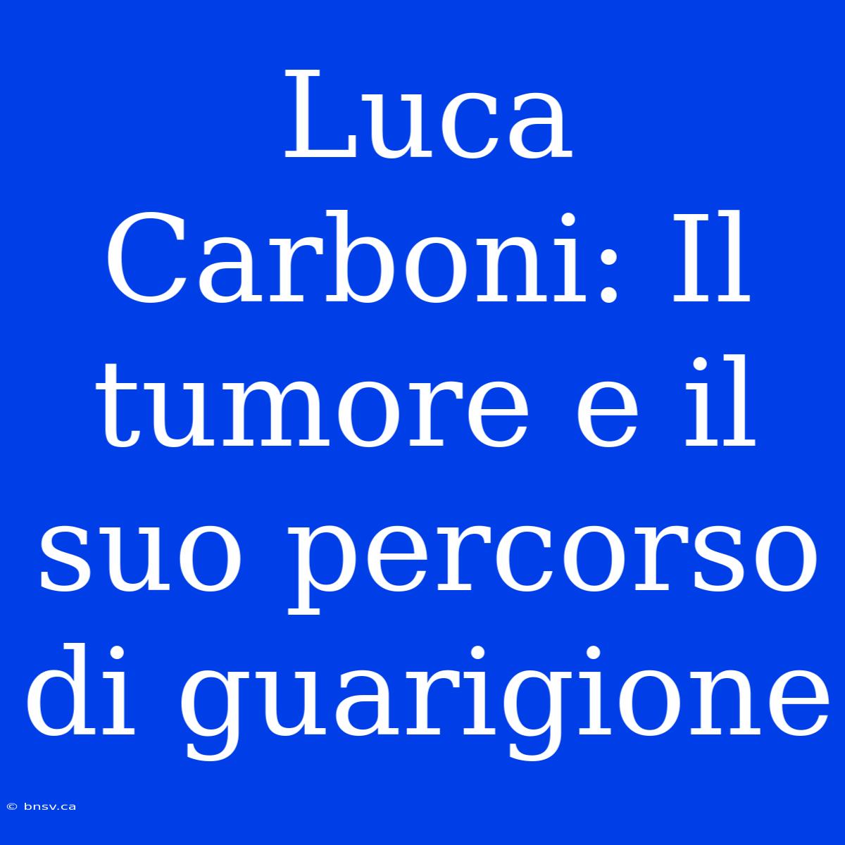 Luca Carboni: Il Tumore E Il Suo Percorso Di Guarigione