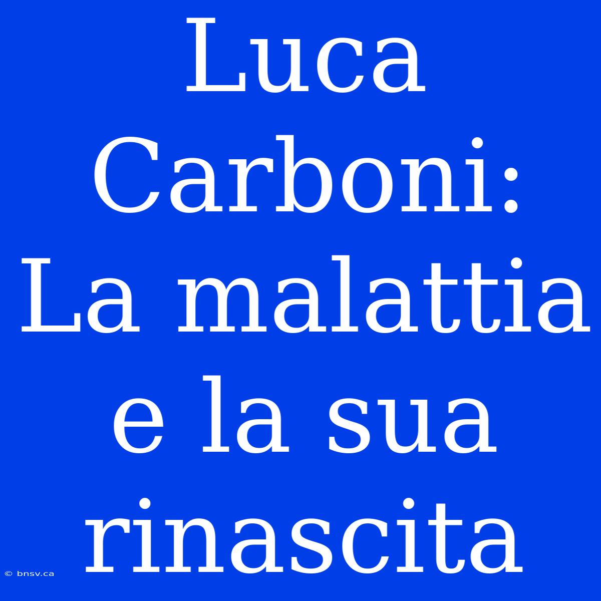 Luca Carboni: La Malattia E La Sua Rinascita