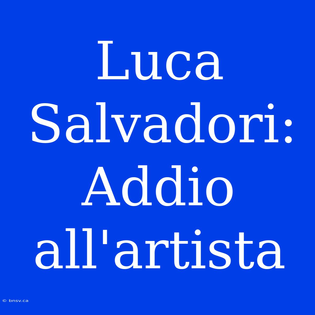 Luca Salvadori: Addio All'artista