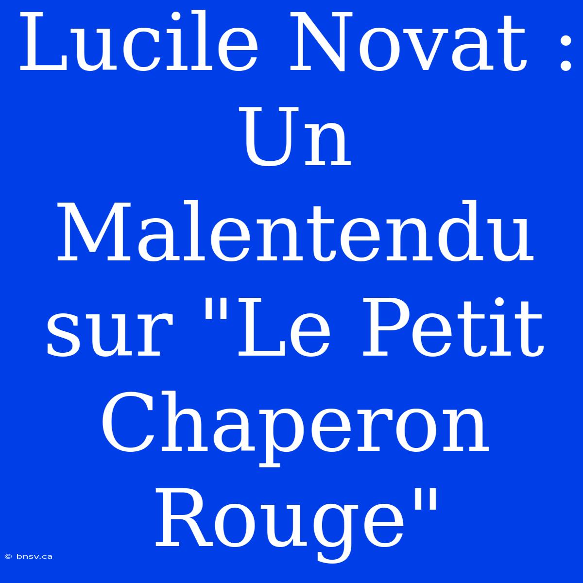 Lucile Novat : Un Malentendu Sur 