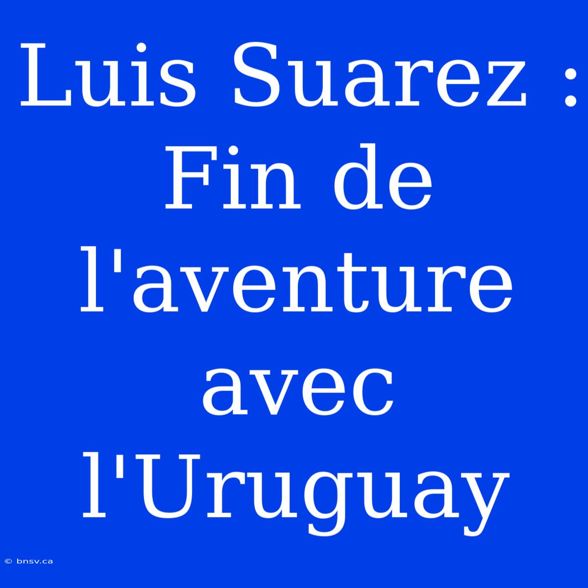 Luis Suarez : Fin De L'aventure Avec L'Uruguay