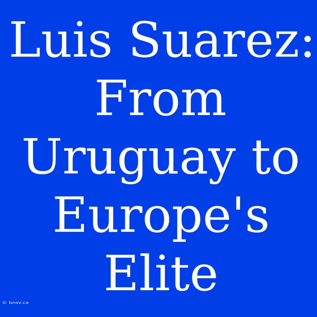 Luis Suarez: From Uruguay To Europe's Elite