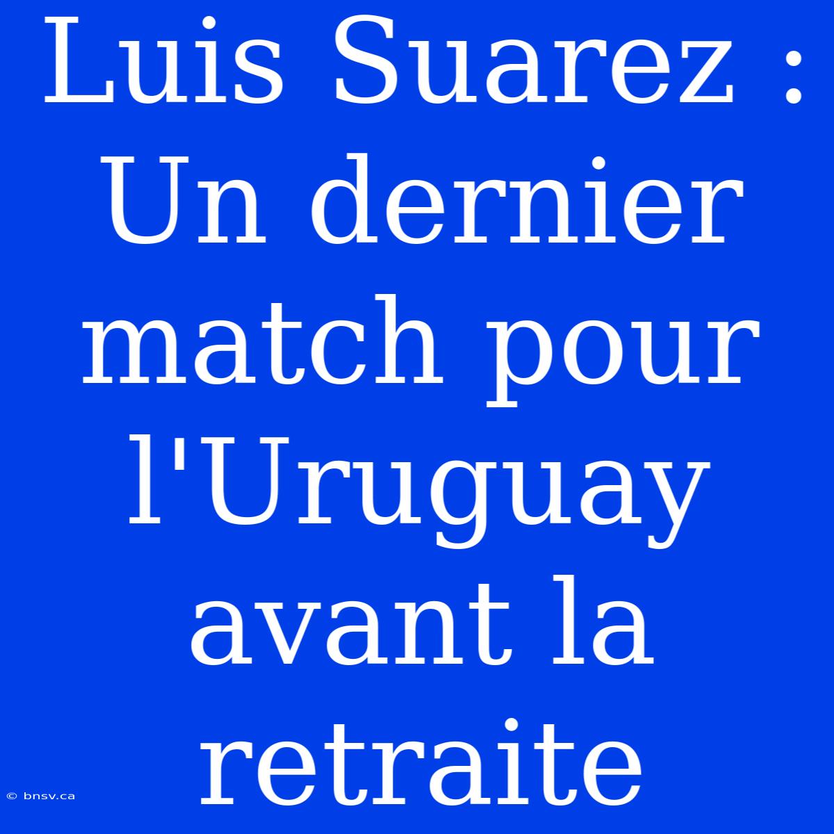 Luis Suarez : Un Dernier Match Pour L'Uruguay Avant La Retraite