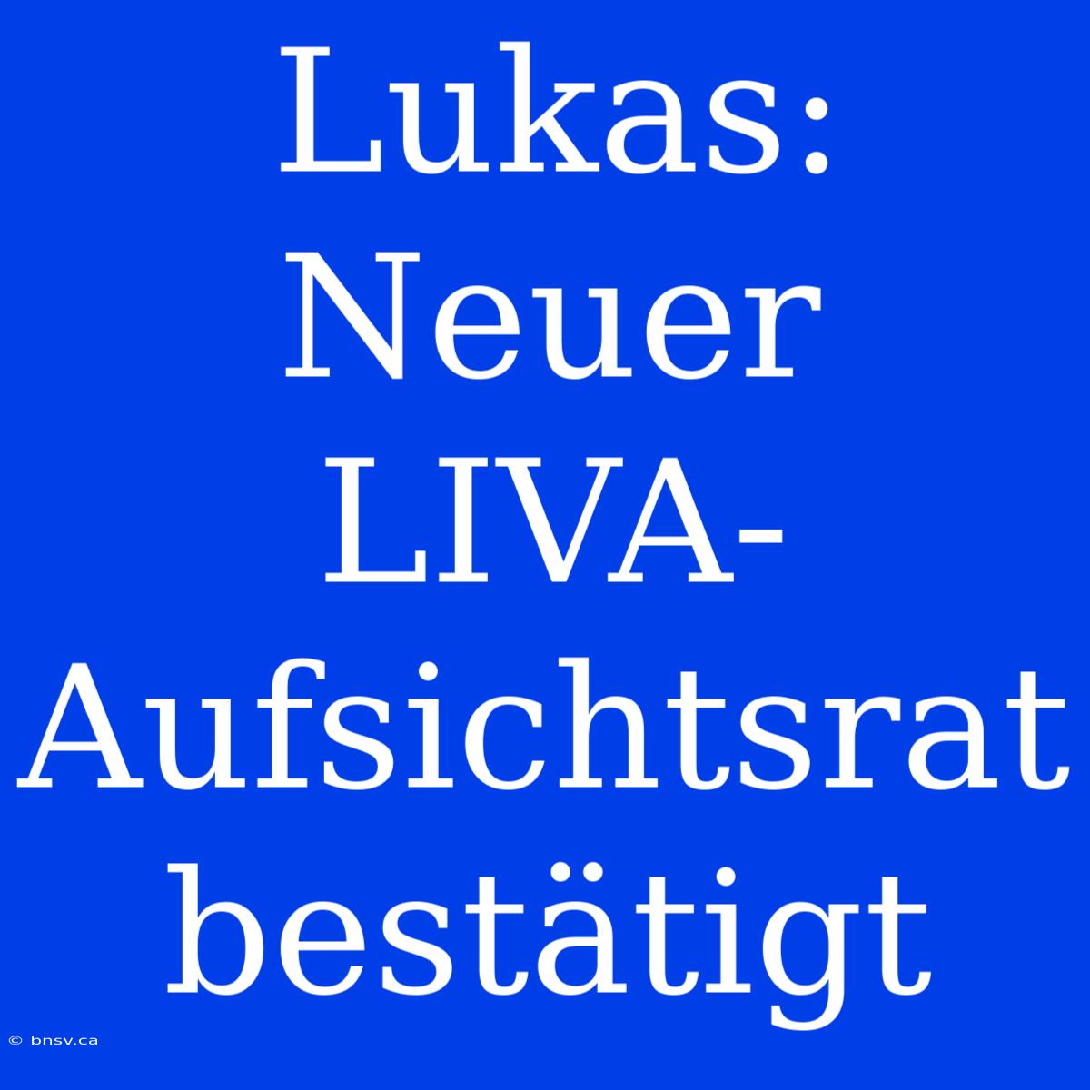 Lukas: Neuer LIVA-Aufsichtsrat Bestätigt