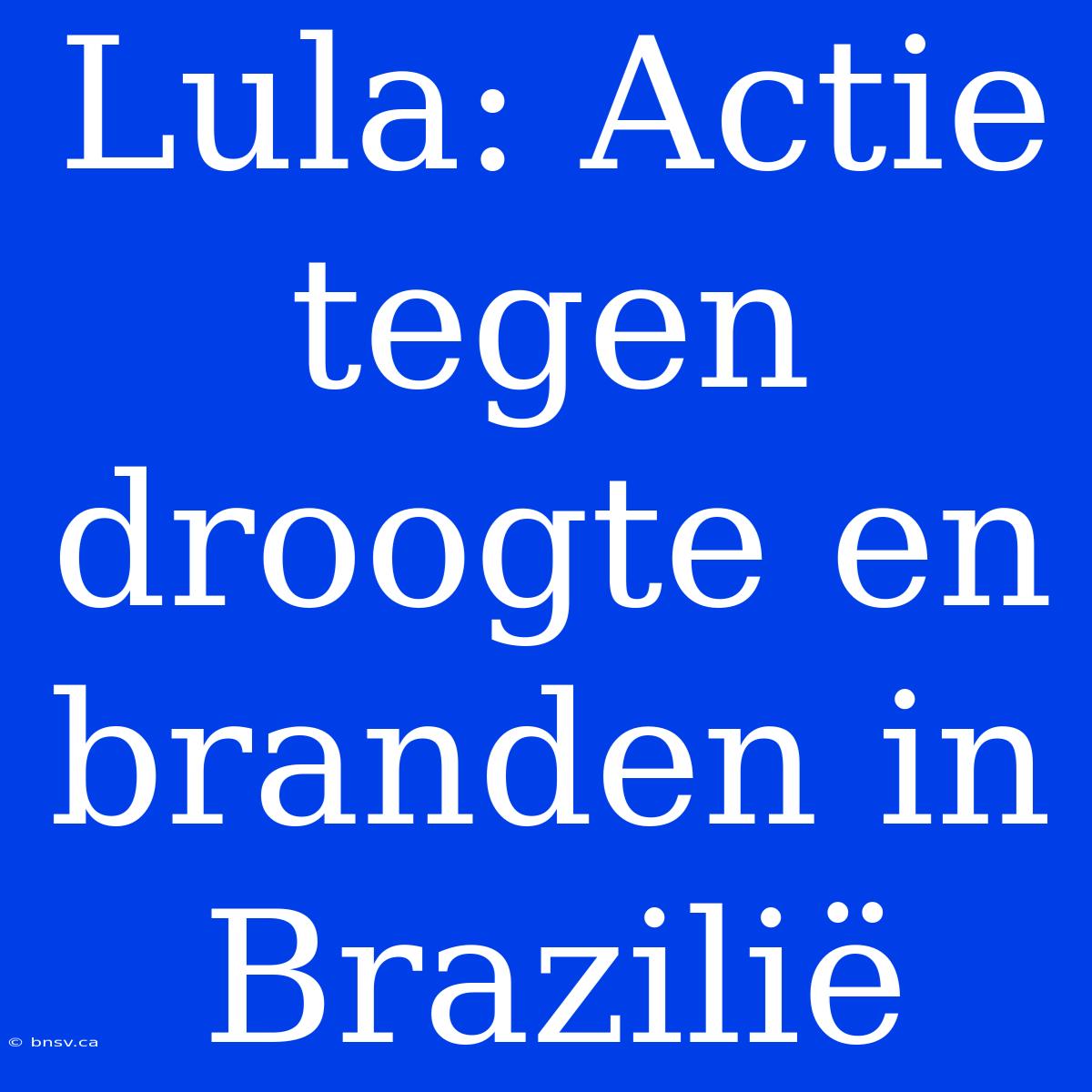 Lula: Actie Tegen Droogte En Branden In Brazilië