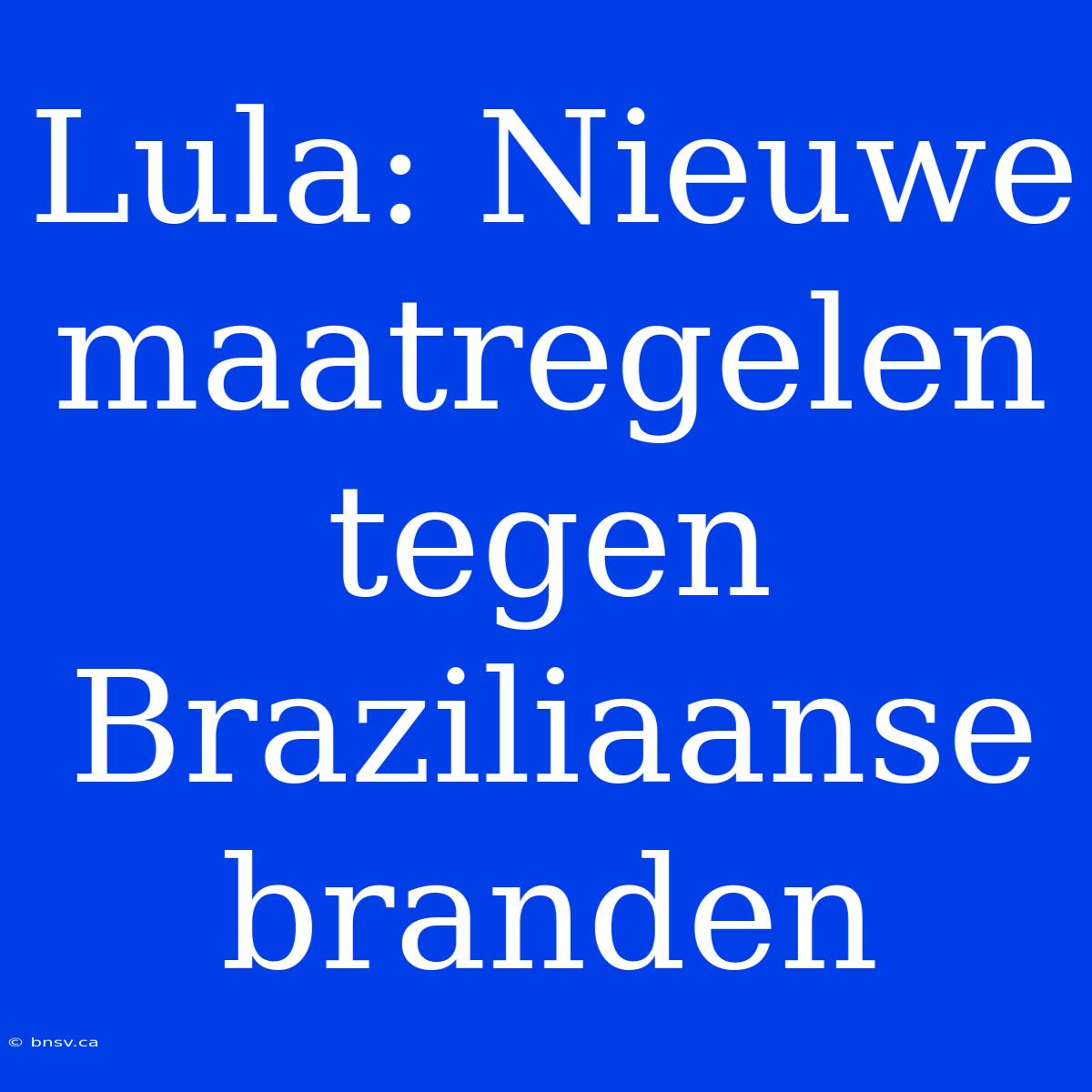 Lula: Nieuwe Maatregelen Tegen Braziliaanse Branden